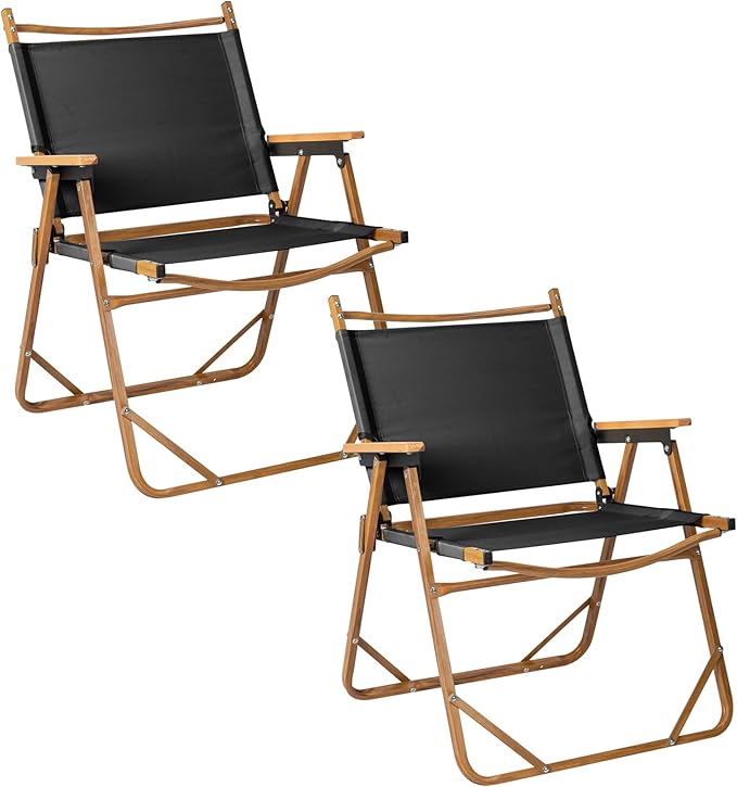 Outvita Portable Folding Camping Chair, 2pcs Ultralight Low Beach Chair, Durable Aluminum Frame Armchairs for Hiking Concert Fishing Picnic, Supports 225Lbs