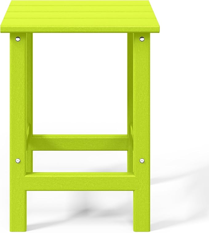 WO Home Furniture Adirondack Chair Table Set of 2 PCS Outdoor Folding Chair w Side Table Weather/UV Resistant for Lawn, Garden, Bon Fire, Balcony (Lime)