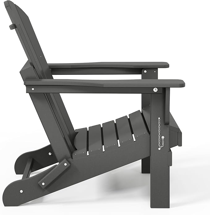 Westin Outdoors Laguna WO Home Furniture Adirondack Chair 4 PC Set Classic Outdoor Patio Folding Chair for Bon Fire Pit Lawn Backyard Beach Plastic Weather-Resistant (Gray)