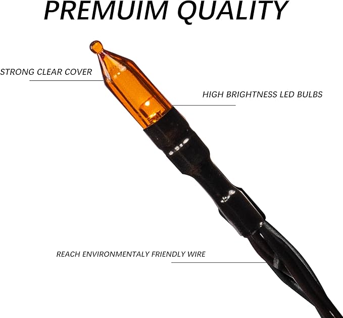 Dazzle Bright 200 LED Halloween Mini String Lights, 65FT Connectable Waterproof Plug in with 8 Modes Lights for Indoor Outdoor Patio Garden Party Decorations (2 Pack)