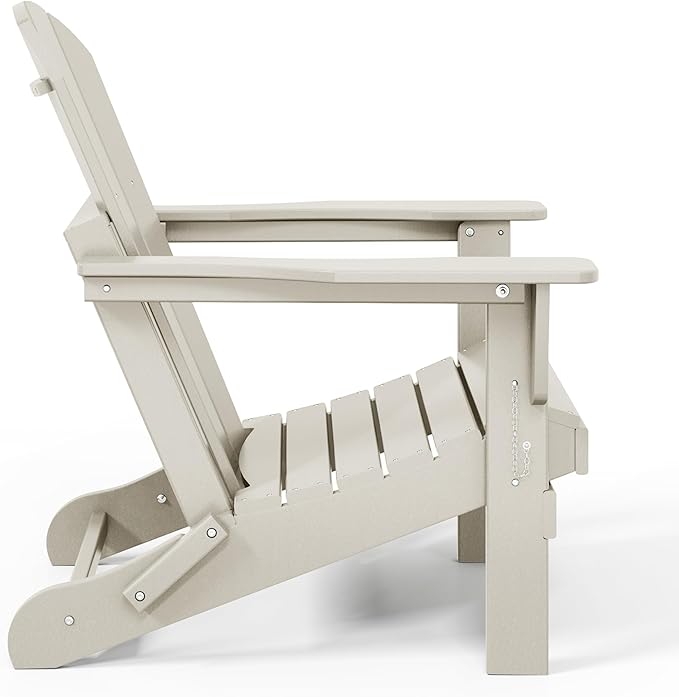 Westin Outdoors Laguna WO Home Furniture Adirondack Chair 4 PC Set Classic Outdoor Patio Folding Chair for Bon Fire Pit Lawn Backyard Beach Plastic Weather-Resistant (Sand)