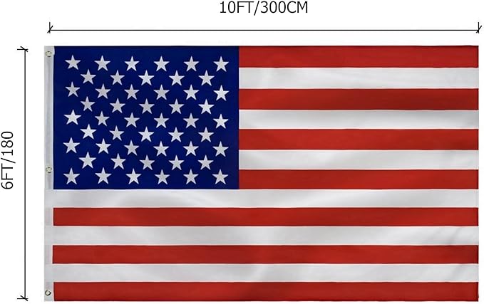 American Flag 6x10 Outside, US Flags for Outdoor Indoor, Heavy Duty Durable, Deluxe Embroidered Stars, Brass Grommets, Sewn Stripes, Vivid Color, Fade Resistant and waterproof