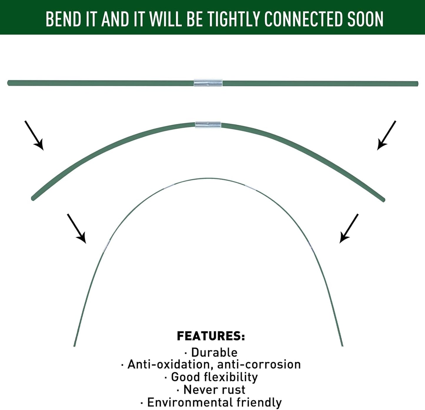MAXPACE Greenhouse Hoops for 2.7ft or Wider Grow Tunnel, Rust-Free Fiberglass Support Hoops Frame for Garden Fabric, DIY Plant Support Garden Stakes, Gardening Supplies, 25pcs
