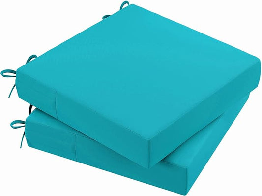 AAAAAcessories Outdoor Seat Cushions for Chairs, Waterproof, Fade-Resistant Patio Furniture Replacement Cushions, 21" x 21" x 4", Set of 2, Turquoise Blue