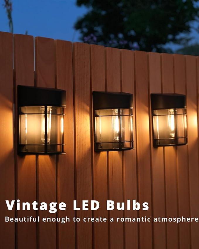 Solar Fence Lights, 12 Pack Waterproof Solar Lights Outdoor, Outdoor Solar Lights for Fence Garden Yard Step Deck Stairs