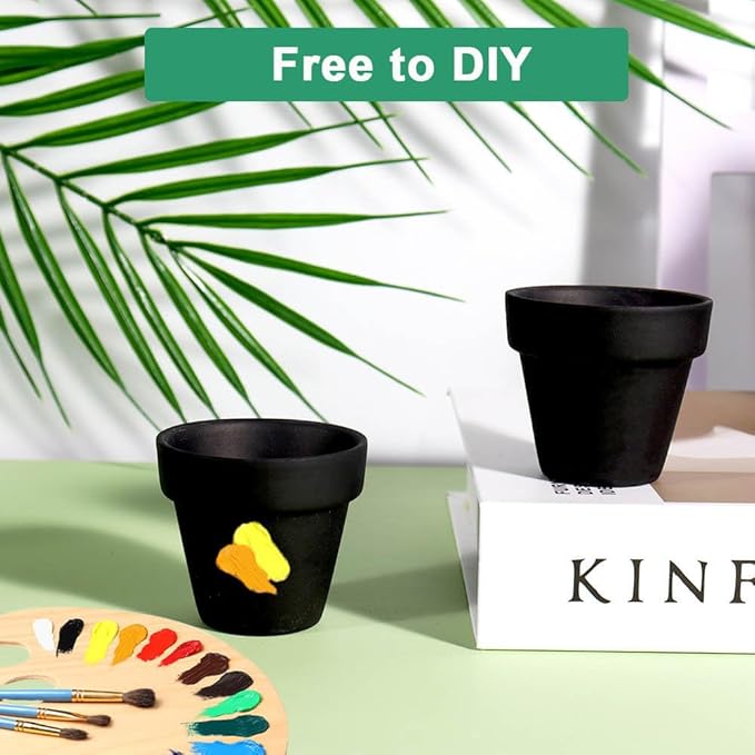 vensovo 48 Pcs Tiny Terracotta Pots - 2 inch Black Small Mini Clay Pots with Drainage Holes Flower Nursery Terra Cotta Pots for Indoor/Outdoor Succulent Plants, Crafts, Wedding Favor