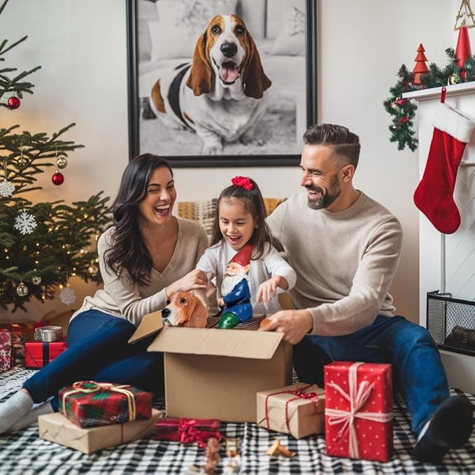 Funny Guy Mugs Gnome Riding A Basset Hound - Funny Garden Gnomes Gifts for Women - Garden Gnomes for Outdoors - Gifts for Dog Lovers - Indoor/Outdoor Garden Gnome Sculpture for Patio, Yard or Lawn