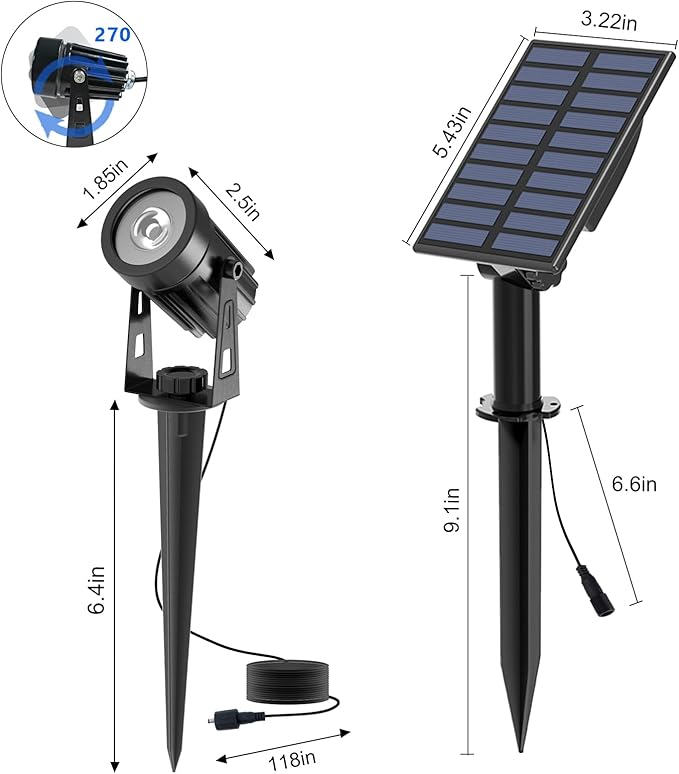 T-SUN Color Changing Solar Lights for Outside, Solar Spot Lights Outdoor Waterproof, Dual Head Solar Landscape Spotlights for Garden, Pond, Yard, Trees, Pathway(RGB)