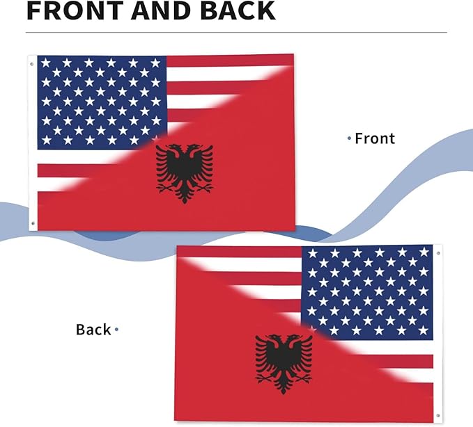 Vintage America Albania Albanian Flag Garden Yard House 2x3 ft Flags Double Sided Print Banner Indoor Outdoor Party Home Decorations for Boat Dorm House Balcony