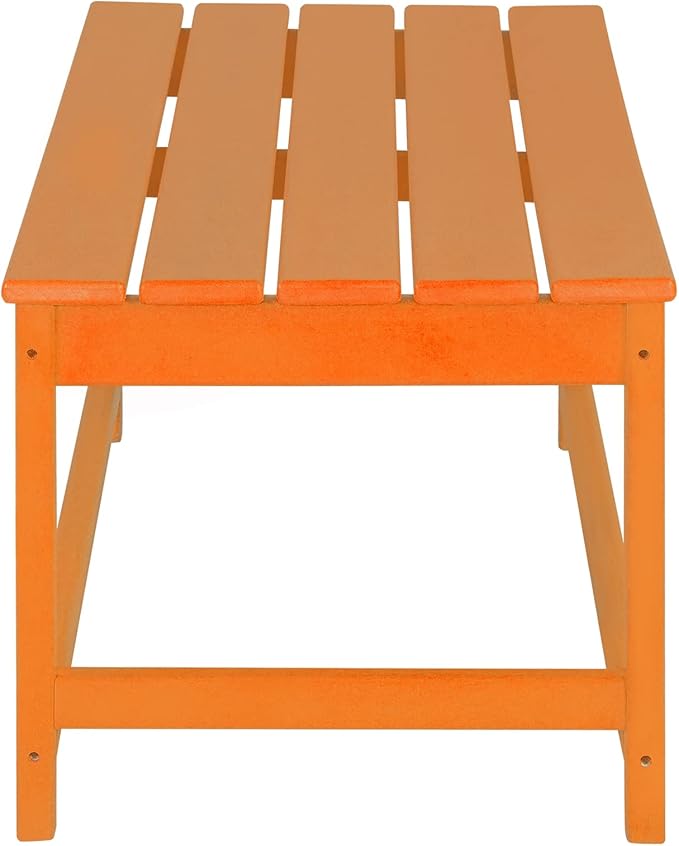 WO Home Furniture Adirondack Chairs Table Set of 3 PCS Outdoor Folding Chairs Coffee Table Weather/UV Resistant for Lawn, Garden, Bon Fire, Balcony (Orange)