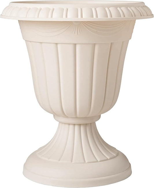 PL00BG Classic Traditional Plastic Urn Planter Indoor/Outdoor, 16" x 18", Beige