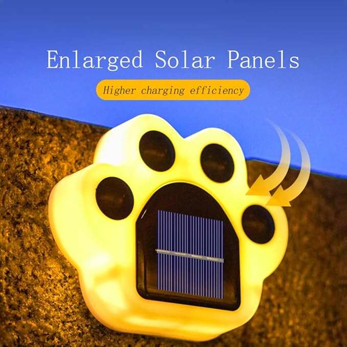 Outdoor Solar Lights, Automatic 7 Color Changing Solar Paw Print Lights, Rechargeable Paw Print Solar Garden Lights Outdoor Waterproof Led Garden Lights Beautiful Solar Powered Outdoor Decor(4 Packs)