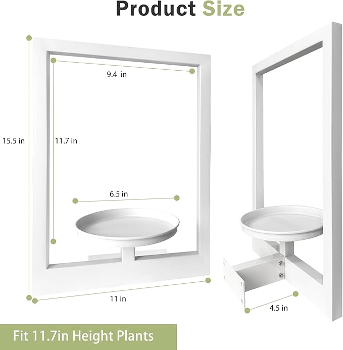 Picture Frame Plant Holder, Wall Mount Plants shelf Indoor Outdoor, Metal Hanging Planters Stand Decor, Window Planter Hanger Shelves, Modern Floating Ornament Rack Art for Home & Garden((White 2pc))