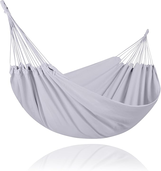 SUNCREAT Tree Hammocks for Outside, Double Hammocks 2 Person Heavy Duty for Trees, Light Gray