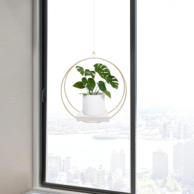 Hanging Planters for Indoor Plants, Plant Hanger with Sturdy Wood Base,Modern Boho Macrame Plant Hanger,Wall Ceiling Window Stands(Plants/Pots Not Included)
