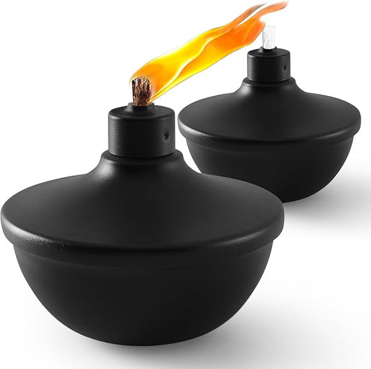 2 Pack Metal Table Top Torches,23.5 oz Citronella Torches for Outside,Refillable Flame Light Torch with Wicks and Covers, Landscape Lanterns Torches for Party, Garden Decor,DIY