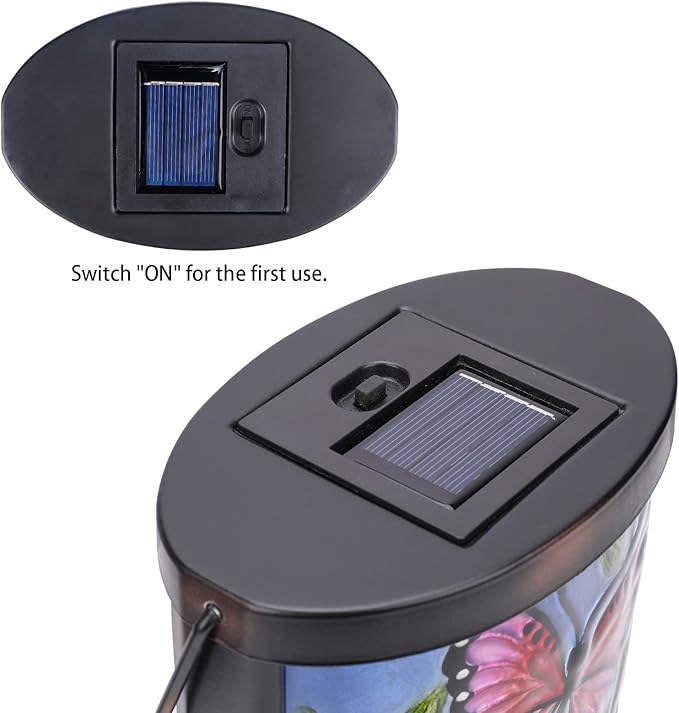 Hanging Solar Lantern Outdoor Waterproof LED Butterfly Solar Lights Decorative Solar Garden Lanterns Tabletop Lamp for Outdoor Patio Yard Decor