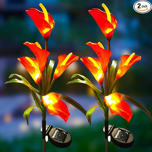 Veesee Solar Garden Stake Lights, 2 Pack Multi-Color Changing LED Calla Lily Lights - Solar Powered for Patio, Lawn, Garden, Yard, Grave Decoration