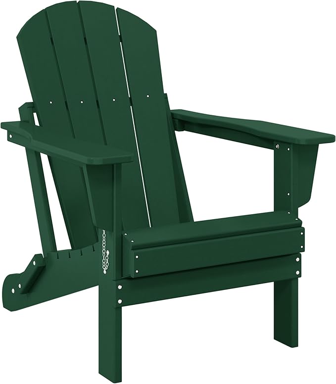 Westin Outdoors Laguna WO Home Outdoor Adirondack Folding Chair Lounger Seat Traditional Retro Home Furniture for Beach, Balcony, Backyard, Lawn, Patio, Pool, Deck, Garden (Dark Green)