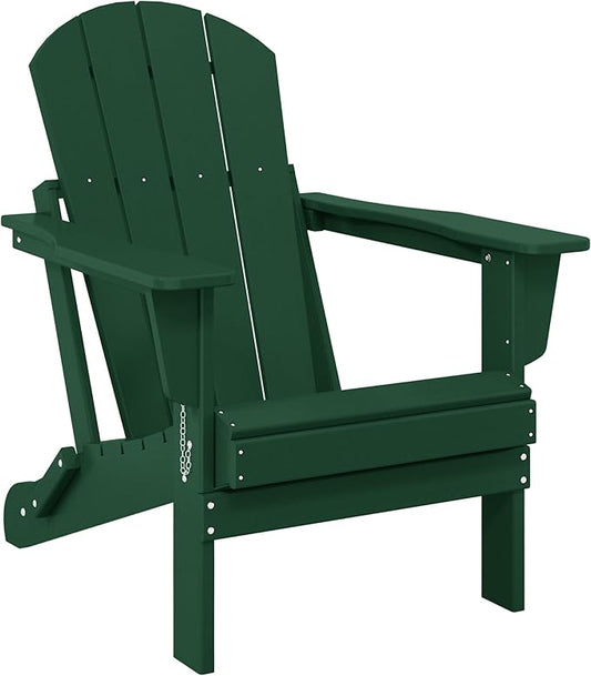 Westin Outdoors Laguna WO Home Outdoor Adirondack Folding Chair Lounger Seat Traditional Retro Home Furniture for Beach, Balcony, Backyard, Lawn, Patio, Pool, Deck, Garden (Dark Green)