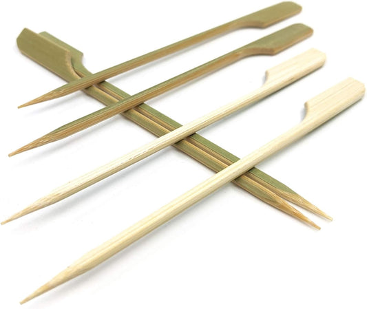 HOPELF 4.7 inch Bamboo Paddle Picks Skewers for Cocktail，Appetizers，Fruit Kabobs，Sandwich，Barbeque Snacks.Wood pick More Size Choices 3.5''/ 4.7''/ 7''/ 10'' (Pack of 100)