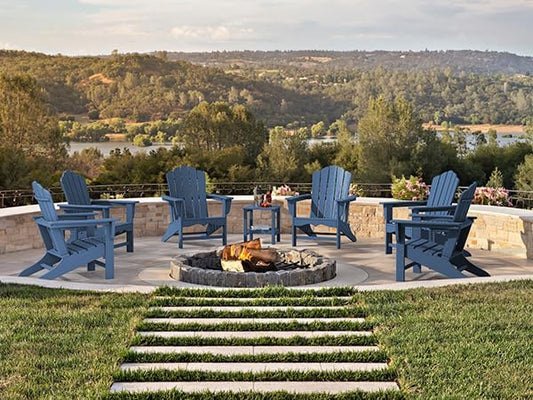 KINGYES HDPE Adirondack Chair, Classic All-Weather Adirondack Chairs Set of 4, Outdoor Patio Adirondack Chair for Deck Lawn fire Pit, Navy