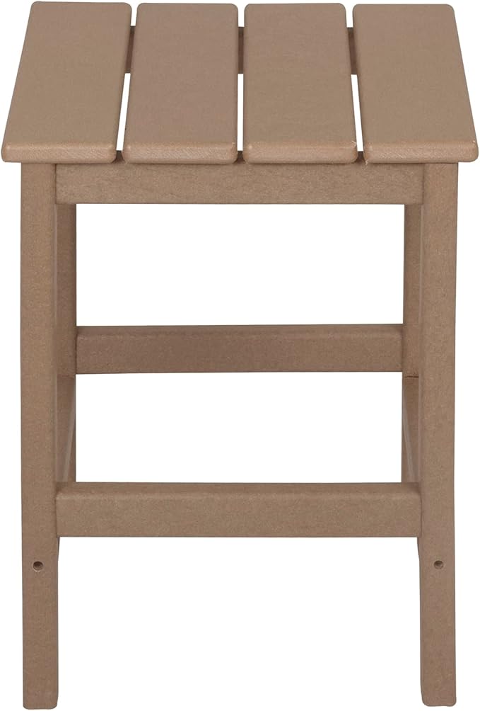 WO Home Furniture Adirondack Chair Table Set of 2 PCS Outdoor Folding Chair w Side Table Weather/UV Resistant for Lawn, Garden, Bon Fire, Balcony (Weathered Wood)