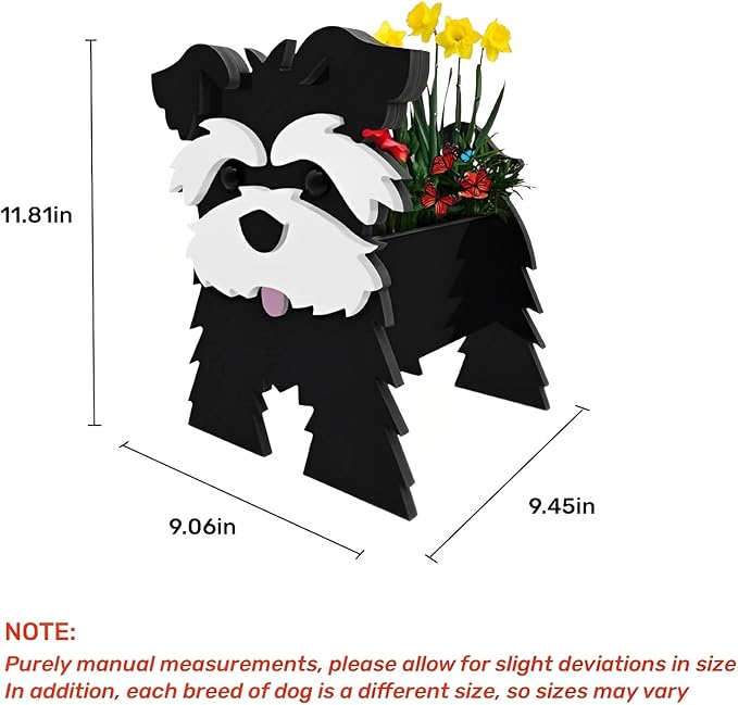 Black Schnauzers Dog Planter Plant Pots,Cute Garden Dog Flower Planter,Dog Planters Birthday Gifts for Women,Office,Indoor/Outdoor Decor（9.45 * 9.06 * 11.81in）
