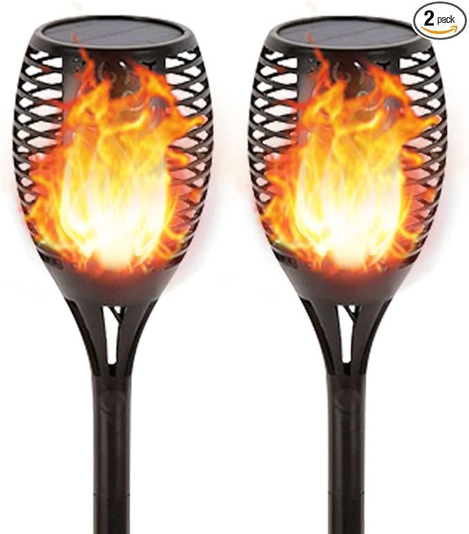 Solar Lights Outdoor 43" (Super Large Size), 99 LED Solar Tiki Torches with Flickering Flame, Waterproof Solar Powered Lights for Holiday Decorations Outside Garden Yard Pathway Decor