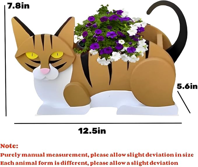Orange and White Cat Planter Plant Pots,Cute Garden Dog Flower Planter,Dog Planters Birthday Gifts for Women,Office,Indoor/Outdoor Decor(12.5 * 5.6 * 7.8in)