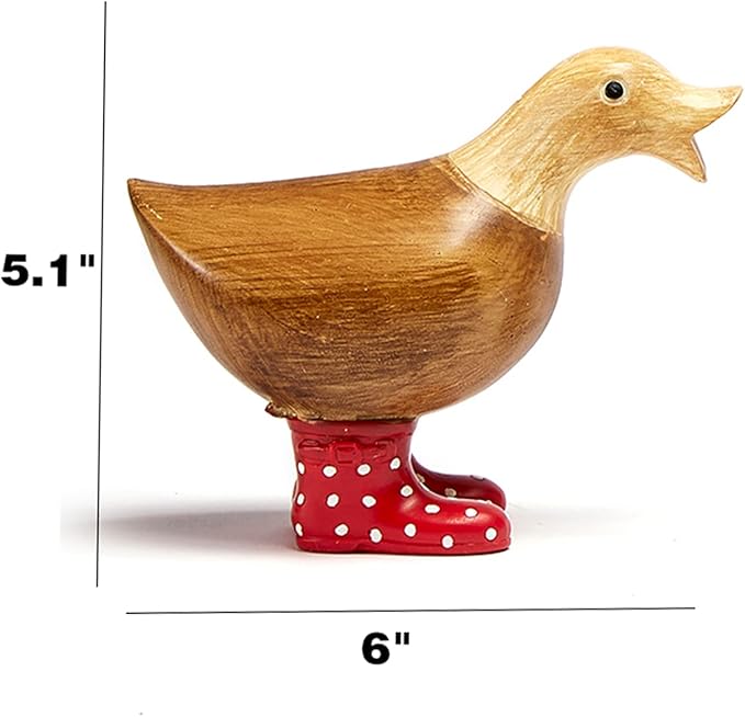 GUTE Duck Yard Decorations Yard Art Garden Puddle Ducks with Spotted Wellies Boots - Single - Garden Decor Statues, Duck Figurine Statue - Waterproof Indoor & Outdoor Lawn Gnome Ornament (Small Duck)