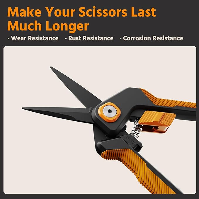 PrunePro Pruning Shears Gardening Scissors Set Professional Hand Pruner Sharp Stainless Steel Blade Teflon Coating Garden Scissors Plant Flower Garden Clipper Orange