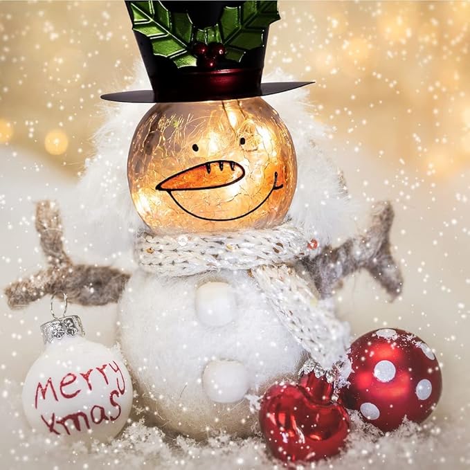 Starsoul Snowman Solar Lanterns, Christmas Outdoor Hanging Lantern Waterproof Decorative Snowman Lamps Decor for Garden, Patio, Yard, Porch, Xmas Holiday Party Decor (Large Leaves)