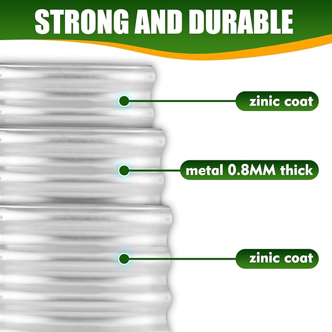 17" Tall Elevated Round Metal Rised Garden Bed- 2'x2' in Size and 0.8MM Thick Durable Planter Box for Vegetables Flowers Succulent at Patio/Garden Outdoor (Silver, 2FT Diameter)