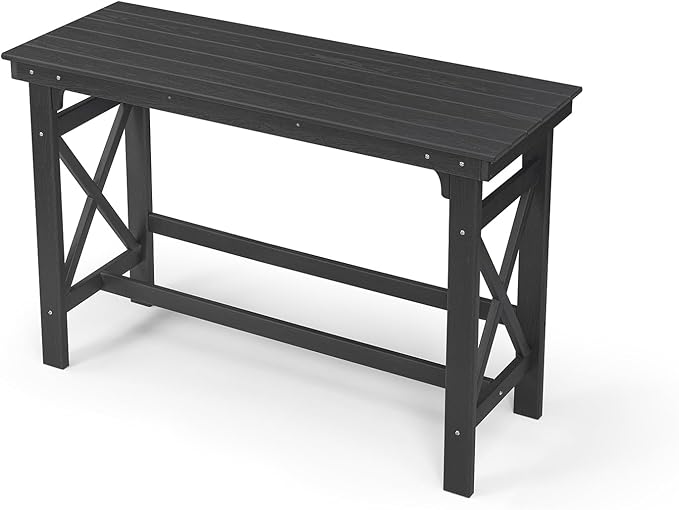 HDPE Patio Bar Table, 41" Rectangle Outdoor Bar Tables Counter Height Table, Adirondack Outdoor Bar Height Table, HDPE Outside Pub Tables for Balcony, Deck, Backyard, Poolside, Obsidian