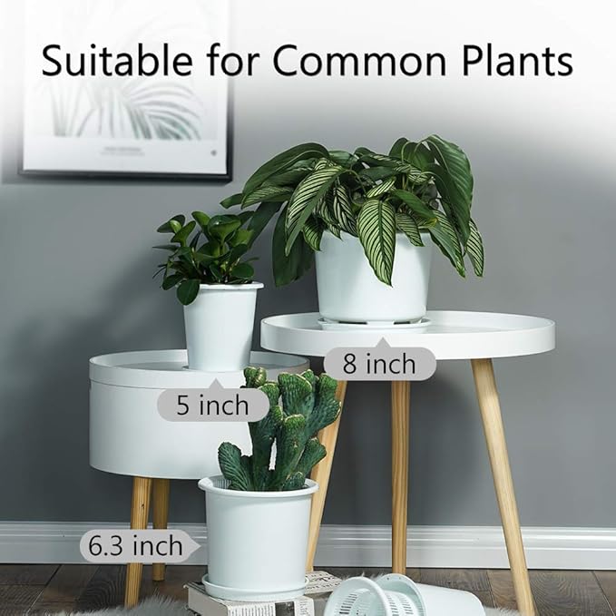 8 Inch Orchid Pots with Holes and Saucers,Double Layer Plastic Large Orchid Planter Pot,Flower Pots for Indoor Outdoor Flower Plants,Orchids,Herbs,Snake Plants and Succulents