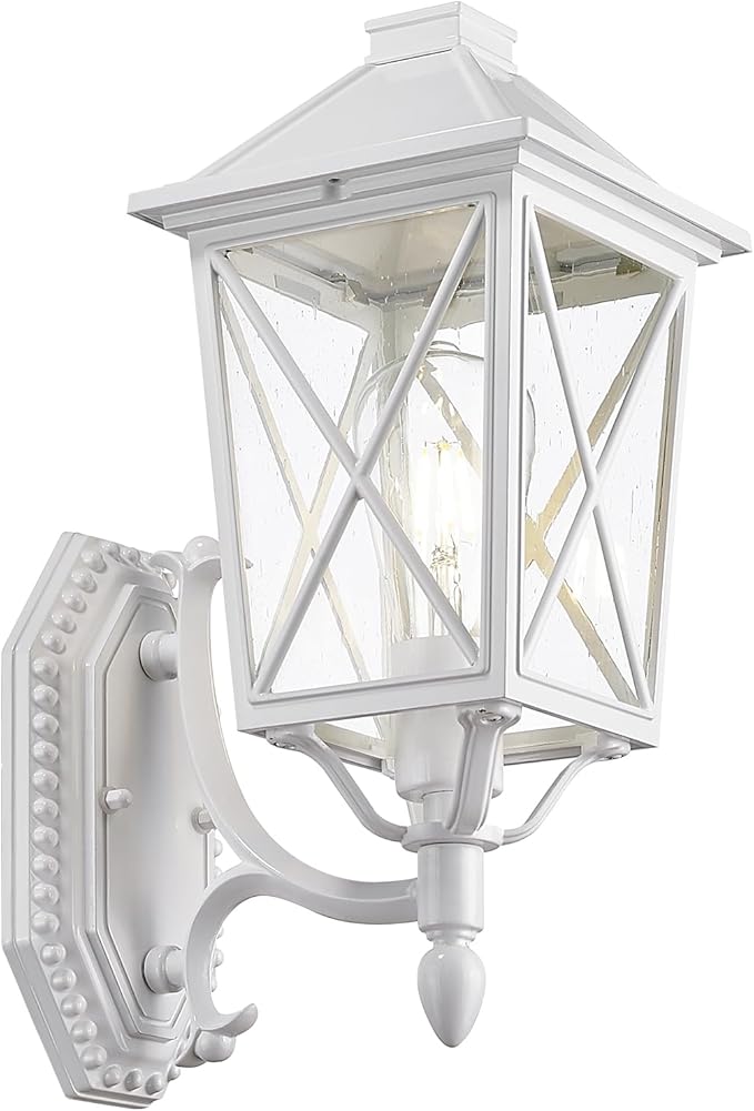 Darkaway Outdoor Wall Light Fixture,Outside Porch Lights Wall Mounted Seeded Glass Exterior Waterproof Lantern Modern E26 Socket Wall Sconce Lighting for Front Door Yard Patio