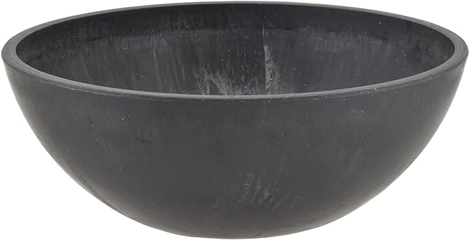 PSW Pot Collection Shallow Garden Bowl Planter for Succulents, Bonsai, Fairy Gardens, Herbs, 8-Inch, Dark Charcoal