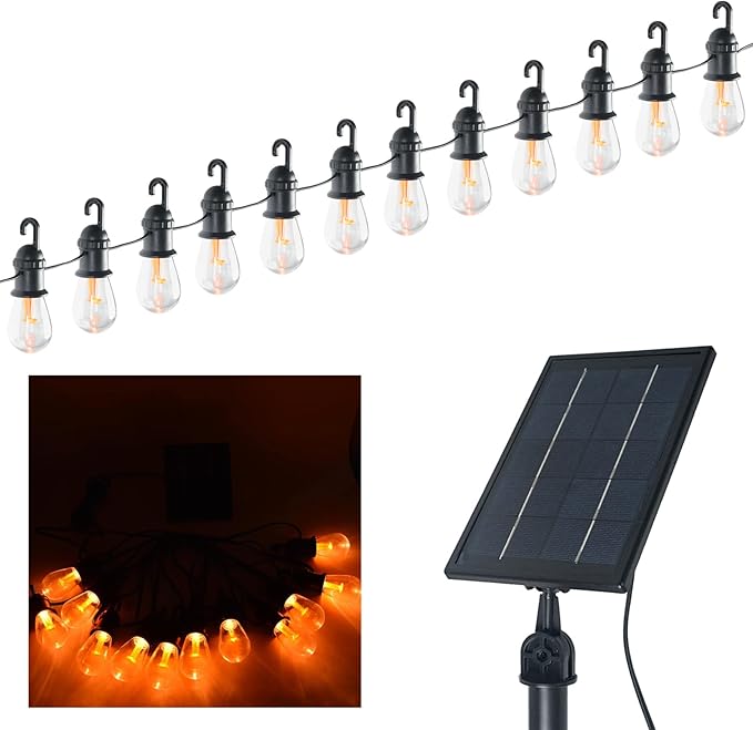 Luwint 27ft Solar String Lights - 12 Bulbs, Waterproof Fairy Hanging Lights for Outdoor Patio, Garden, Yard, and Deck Decoration - Solar Powered LED Lights