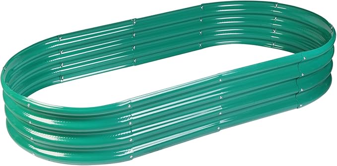 Raised Garden Bed Galvanized Planter Box Outdoor, Rot-Resistant Metal Garden Bed Planter for Vegetables Flower Herb (4- Green)