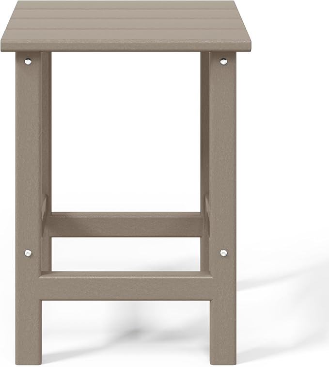 WO Home Furniture Adirondack Chairs Table Set of 3 PCS Outdoor Folding Chairs Side End Table Weather/UV Resistant for Lawn, Garden, Bon Fire, Balcony (Weathered Wood)