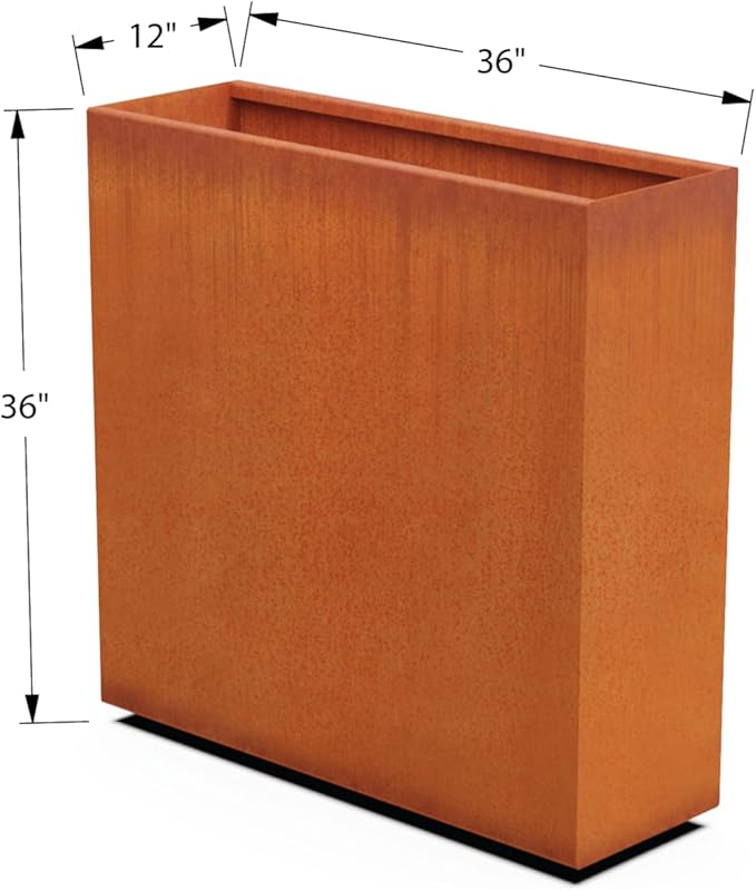 Corten Steel Planter Rectangle Outdoor Metal Garden Box Heavy Duty | Made in USA | Fully Assembled