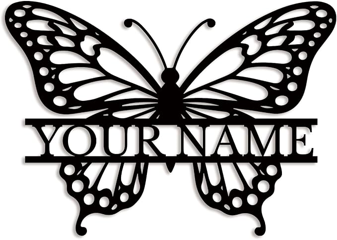 Custom Butterfly Metal Sign,Personalized Butterfly House Number Signs,Personalized Gardener Name Sign,Garden Patio Wall Decor (Style-1)