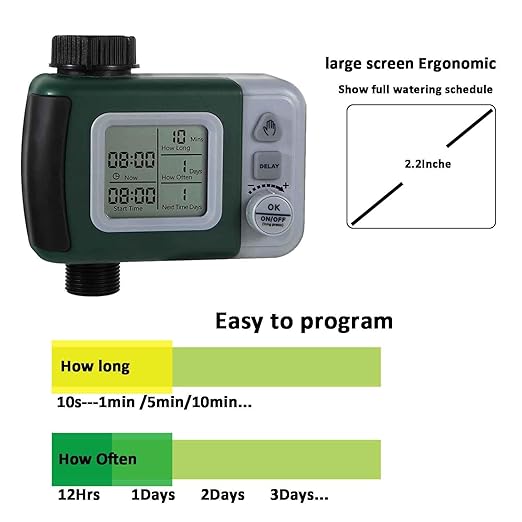 Automatic Watering System Water Timer Easy to Program Three Modes Automatic Sprinkler Rain Delayed Watering Manual Watering Outdoor Use