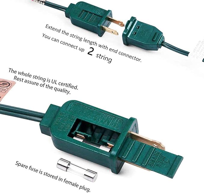 C9 Clear Christmas String Lights 25Ft C9 Outdoor Lights String with 26 Clear Bulbs, Hanging Christmas Roofline Light Patio Lights for Outdoor Decor 7 Watt C9/E17 Intermediate Base-Green Wire