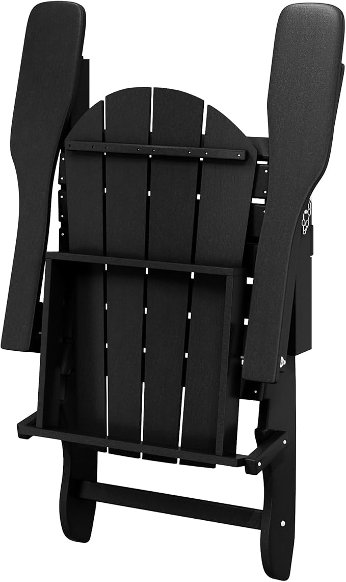 Westin Outdoors Laguna WO Home Furniture Adirondack Chair 2 PCS Set Outdoor Folding Patio Chair for Bon Fire Pit Garden Lawn Backyard Lounging Relaxing (Black)