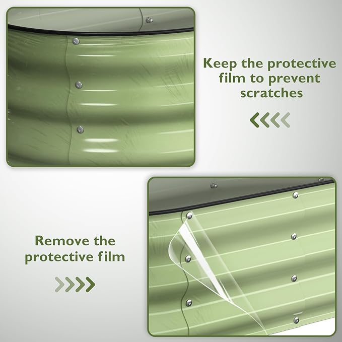 Raised Garden Bed Kit, 5x2x1 ft Galvanized Planter Box Outdoor with Safety Edging, Large Metal Raised Beds for Gardening Vegetables Flower Fruits (Avocado Green)