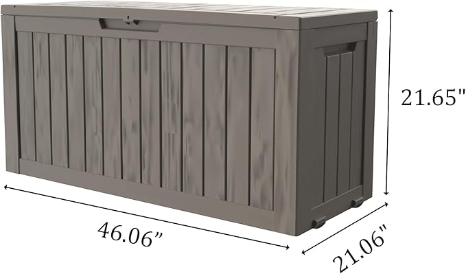 90 Gallon Outdoor Cushion Storage - Waterproof Deck Boxes for Outdoor, Space-Saving Deck Box with Lock for Patio/Pool Accessories, UV-Resistant Resin, Granite Grey