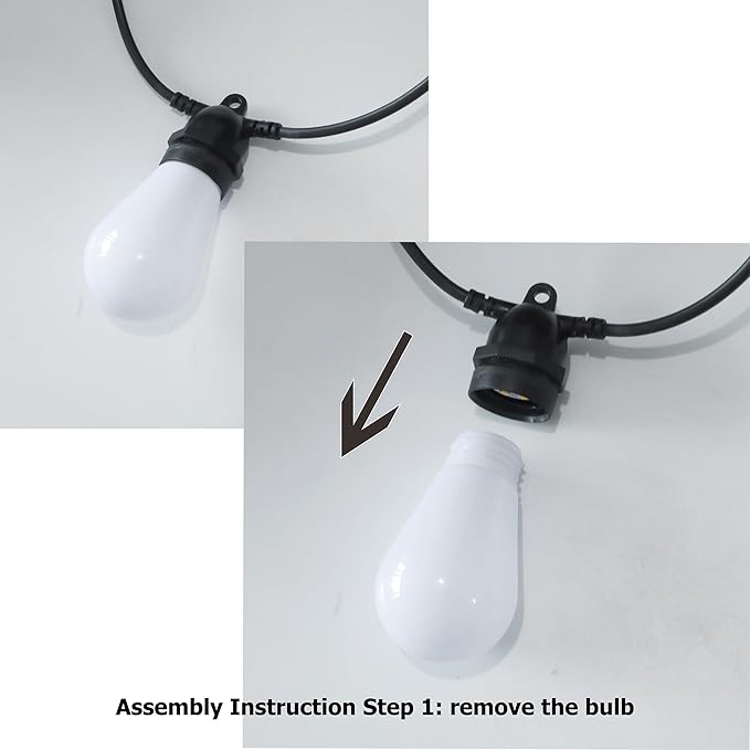 Outdoor LED String Lights 16.4 ft Waterproof Connectable Patio Lights with 10 Bulbs for Backyard Porch Garden Home Holiday Indoor Decoration (Warm White)