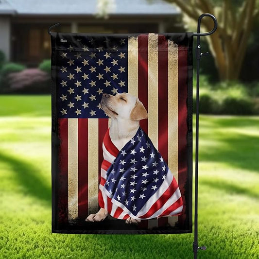 FLAGWIX Yellow Labrador Retriever Flag, Outdoor Labrador Decorations - 4th of July Decorations Outdoor, Garden Flag (11.5" x 17.5") - Heavy-duty Canvas American with Labrador Flag, Dog Garden Decor